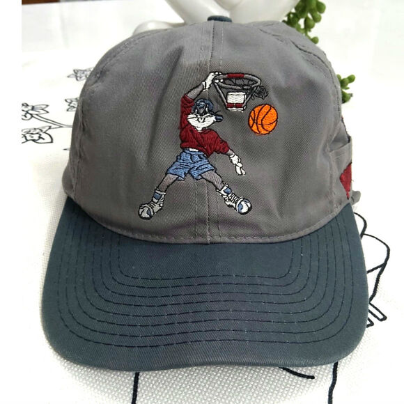 Vtg Space Jam Love your melon snapback hat 1991 Adults Looney Tunes gray o/s USA - Picture 1 of 9